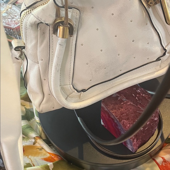 Chloe White Satchel with Gold Accents - Picture 7 of 17